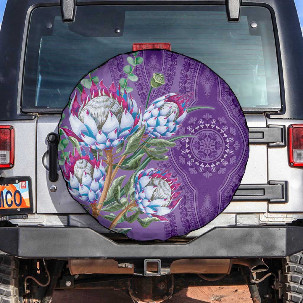 Afro King Proteas Dashiki Motif Spare Tire Cover Violet Style