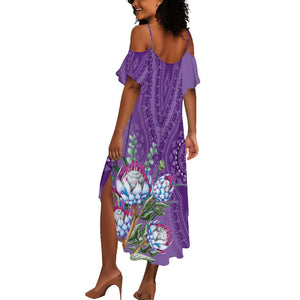 Afro King Proteas Dashiki Motif Summer Maxi Dress Violet Style