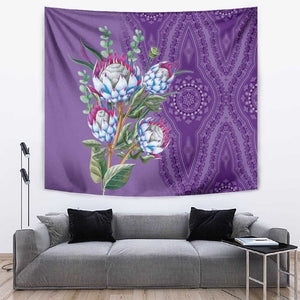 Afro King Proteas Dashiki Motif Tapestry Violet Style