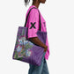 Africa King Proteas Dashiki Motif Tote Bag Violet Style