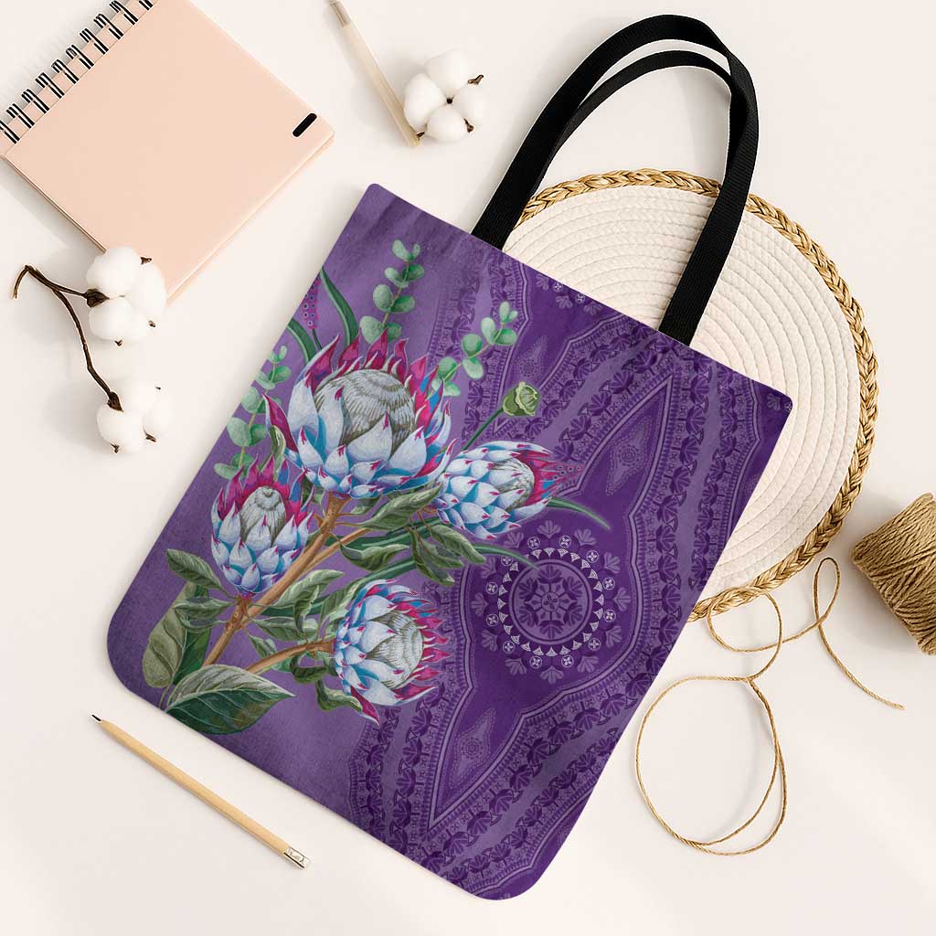 Africa King Proteas Dashiki Motif Tote Bag Violet Style