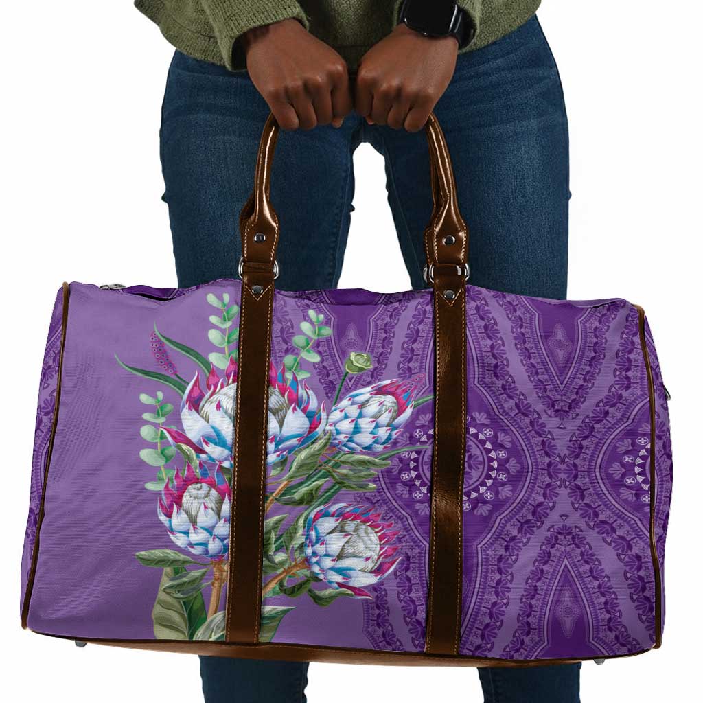 Africa King Proteas Dashiki Motif Travel Bag Violet Style