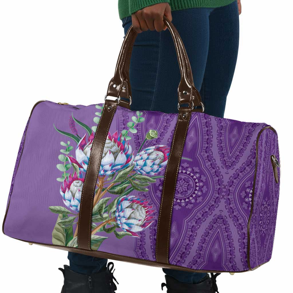 Africa King Proteas Dashiki Motif Travel Bag Violet Style