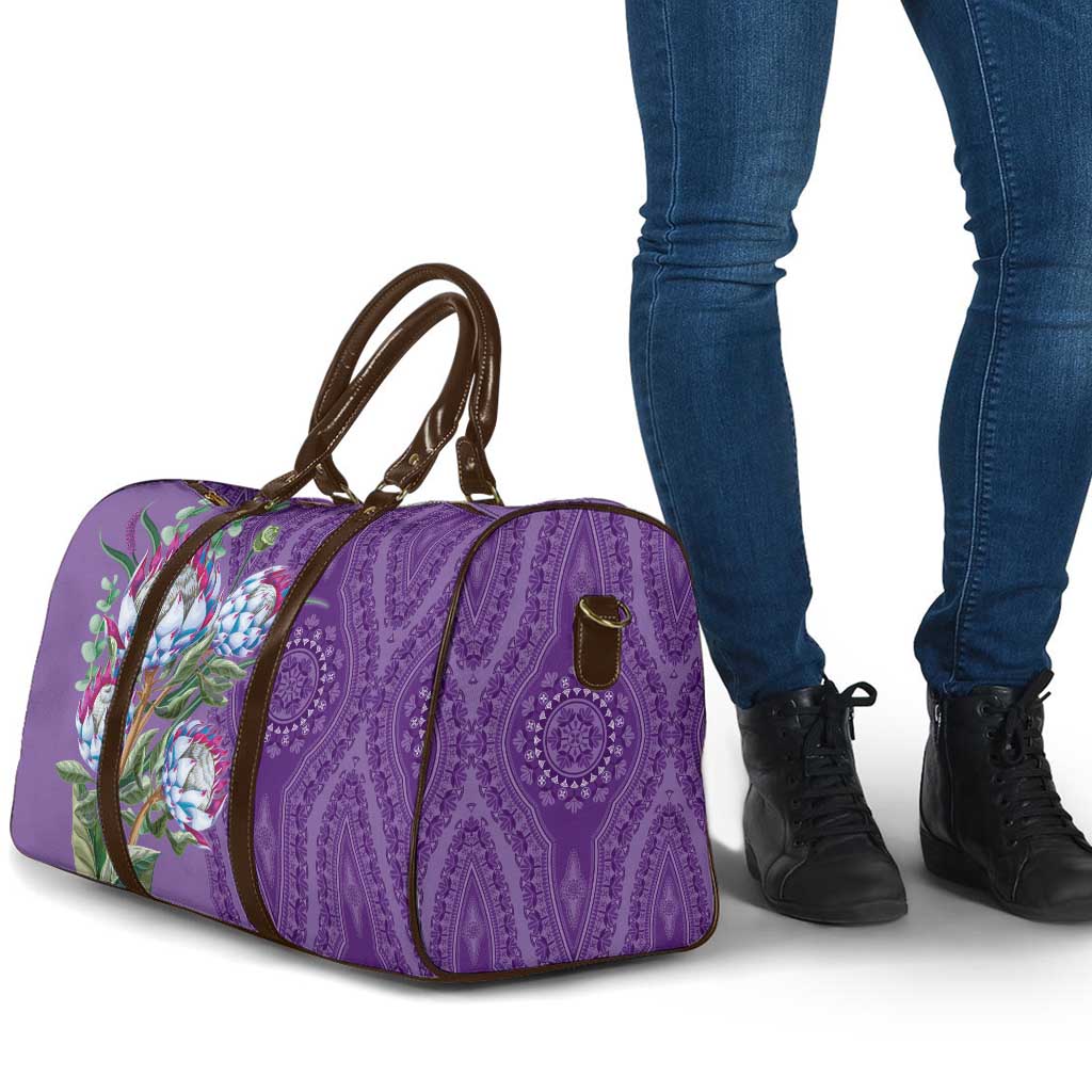 Africa King Proteas Dashiki Motif Travel Bag Violet Style