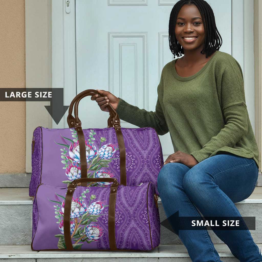 Africa King Proteas Dashiki Motif Travel Bag Violet Style