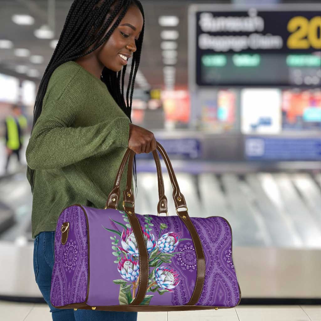 Africa King Proteas Dashiki Motif Travel Bag Violet Style