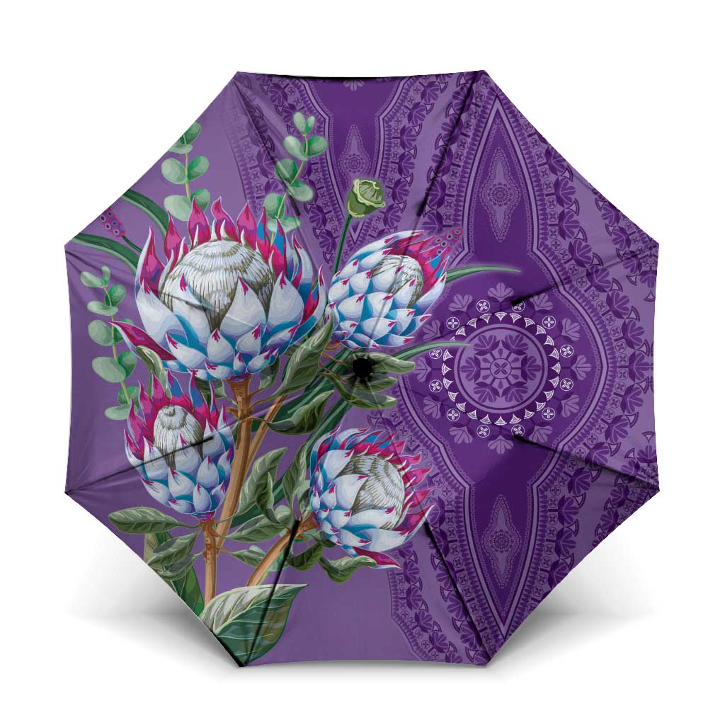 Africa King Proteas Dashiki Motif Umbrella Violet Style