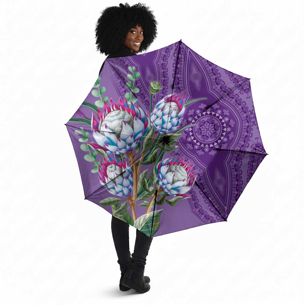 Africa King Proteas Dashiki Motif Umbrella Violet Style