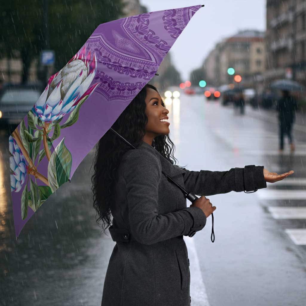 Africa King Proteas Dashiki Motif Umbrella Violet Style