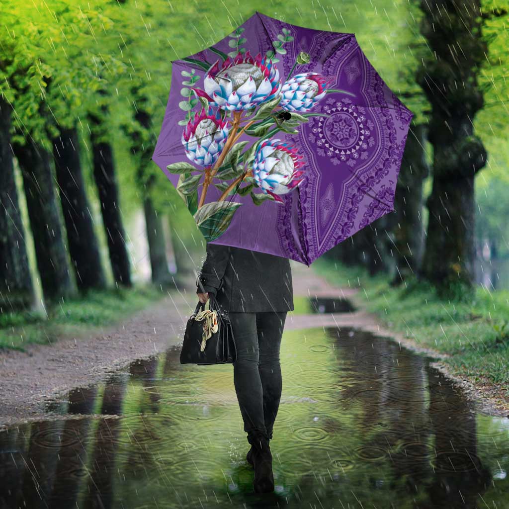 Africa King Proteas Dashiki Motif Umbrella Violet Style