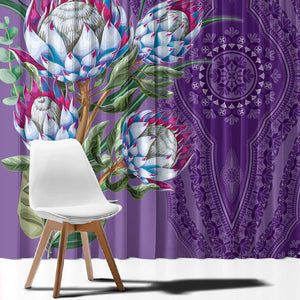 Afro King Proteas Dashiki Motif Window Curtain Violet Style