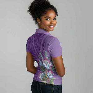 Afro King Proteas Dashiki Motif Women Polo Shirt Violet Style