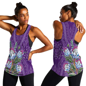 Afro King Proteas Dashiki Motif Women Racerback Tank Violet Style