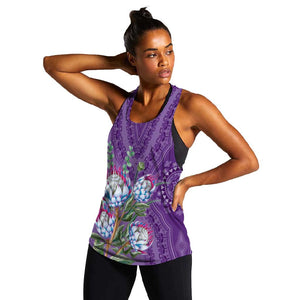 Afro King Proteas Dashiki Motif Women Racerback Tank Violet Style