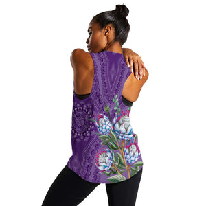 Afro King Proteas Dashiki Motif Women Racerback Tank Violet Style