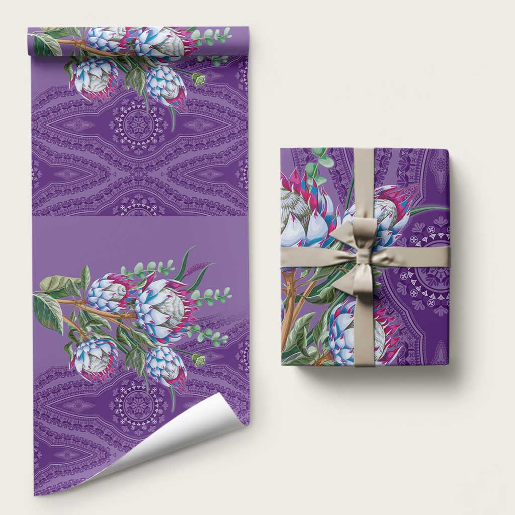 Africa King Proteas Dashiki Motif Wrapping Paper Violet Style - African Pride