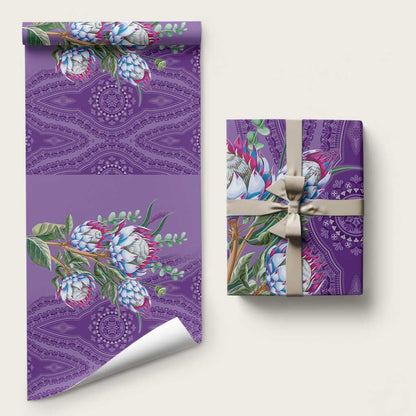 Africa King Proteas Dashiki Motif Wrapping Paper Violet Style - African Pride