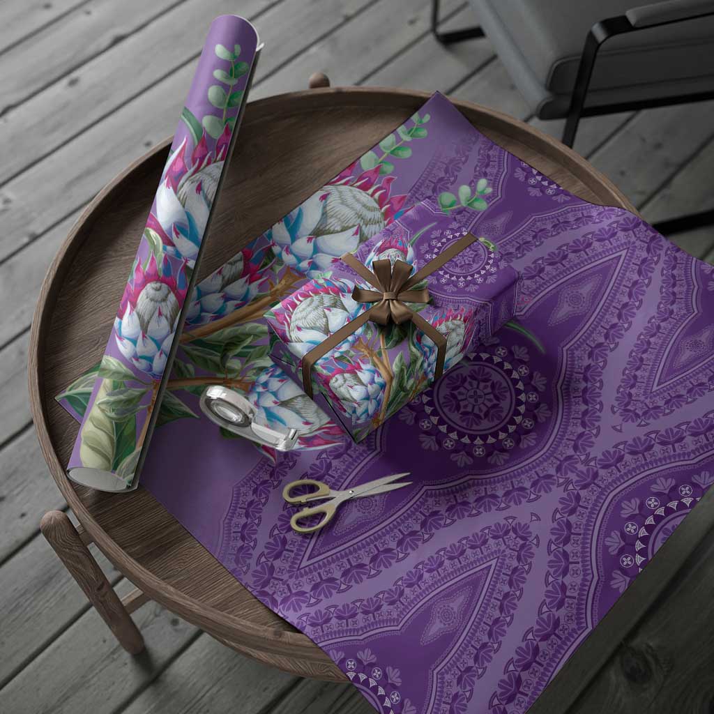 Africa King Proteas Dashiki Motif Wrapping Paper Violet Style - African Pride