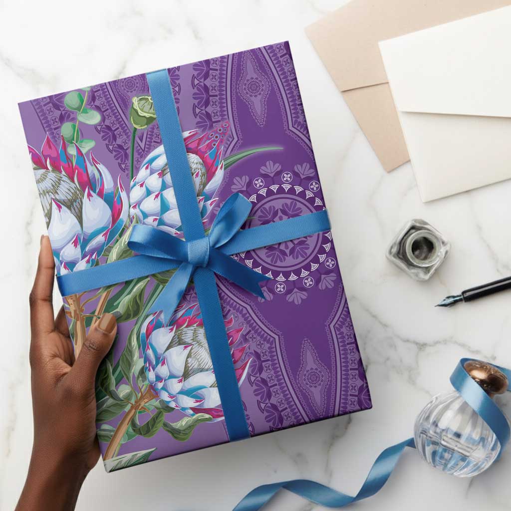 Africa King Proteas Dashiki Motif Wrapping Paper Violet Style - African Pride