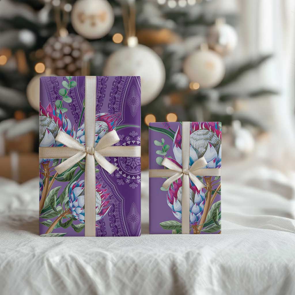 Africa King Proteas Dashiki Motif Wrapping Paper Violet Style - African Pride