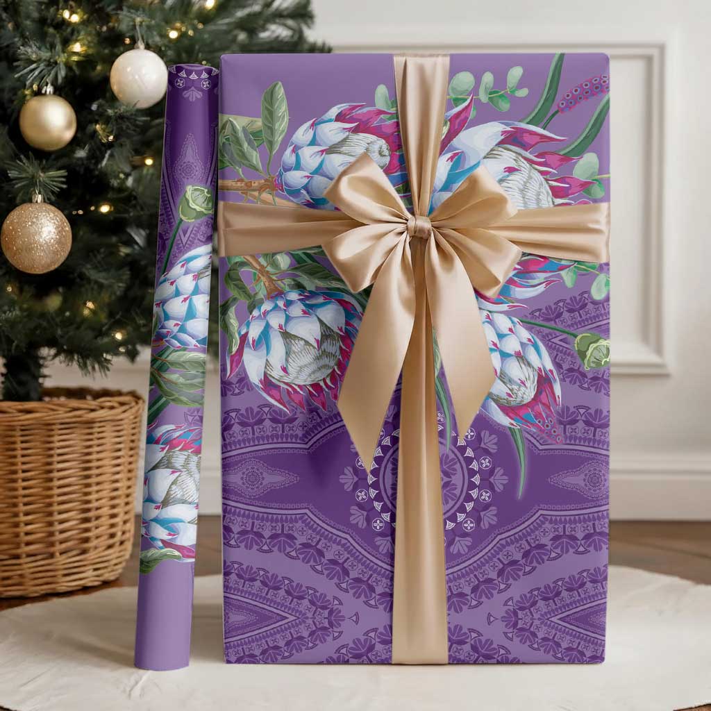 Africa King Proteas Dashiki Motif Wrapping Paper Violet Style - African Pride