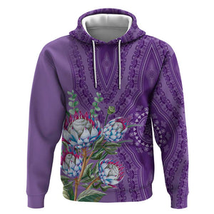 Afro King Proteas Dashiki Motif Zip Hoodie Violet Style