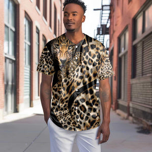 Afro Leopard Skin Pattern Baseball Jersey Version 01