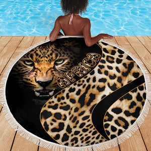 Afro Leopard Skin Pattern Beach Blanket Version 01