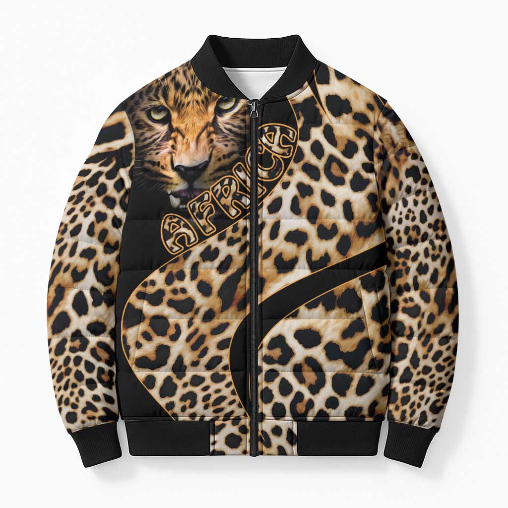 Africa Leopard Skin Pattern Bomber Puffer Jacket Version 01