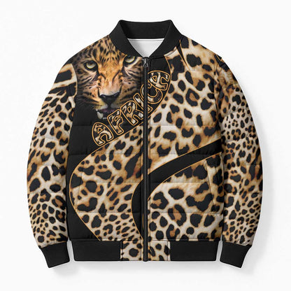 Africa Leopard Skin Pattern Bomber Puffer Jacket Version 01