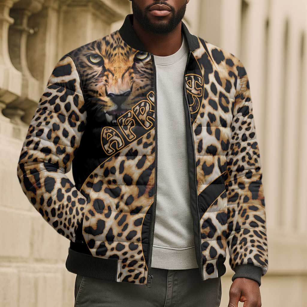 Africa Leopard Skin Pattern Bomber Puffer Jacket Version 01