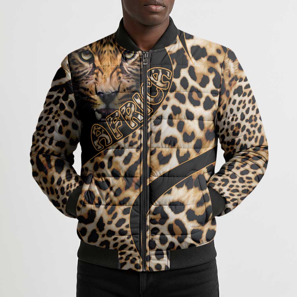 Africa Leopard Skin Pattern Bomber Puffer Jacket Version 01
