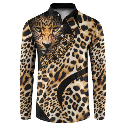 Africa Leopard Skin Pattern Button Sweatshirt Version 01