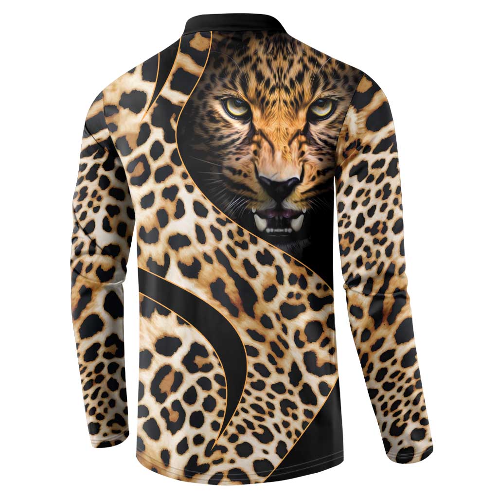 Africa Leopard Skin Pattern Button Sweatshirt Version 01