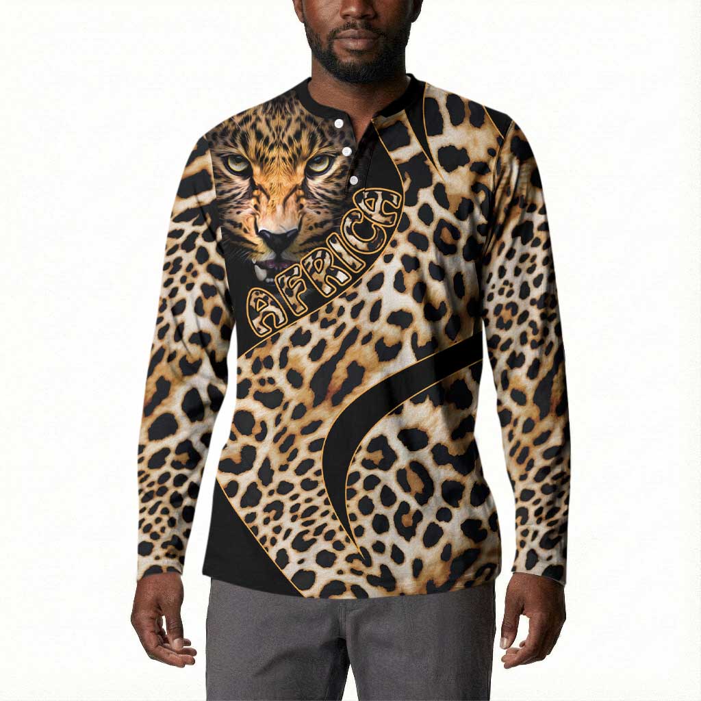 Africa Leopard Skin Pattern Button Sweatshirt Version 01
