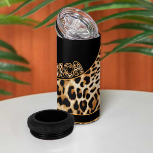 Afro Leopard Skin Pattern 4 in 1 Can Cooler Tumbler Version 01