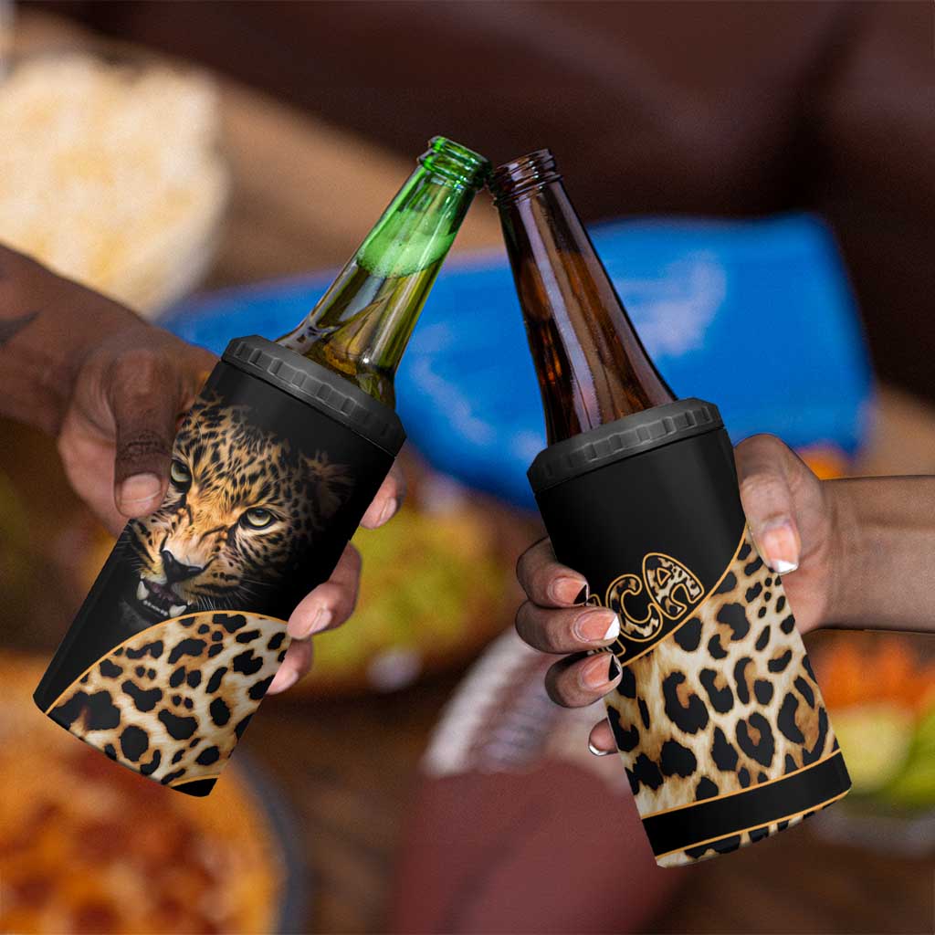 Afro Leopard Skin Pattern 4 in 1 Can Cooler Tumbler Version 01