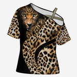 Africa Leopard Skin Pattern Cross Shoulder Shirt Version 01