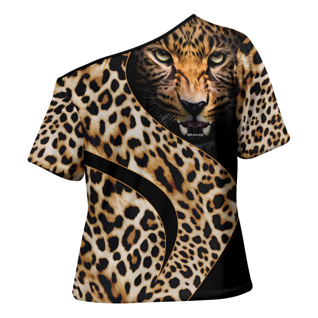 Africa Leopard Skin Pattern Cross Shoulder Shirt Version 01