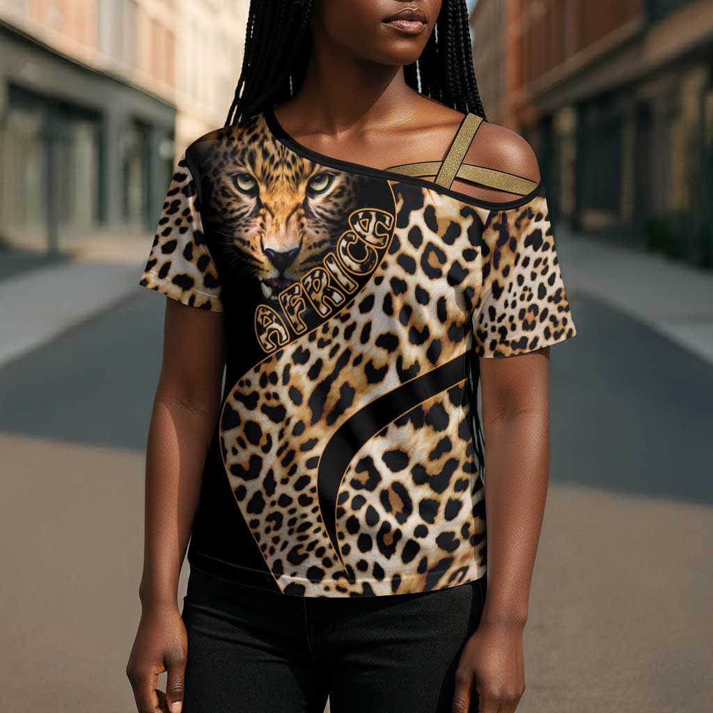Africa Leopard Skin Pattern Cross Shoulder Shirt Version 01