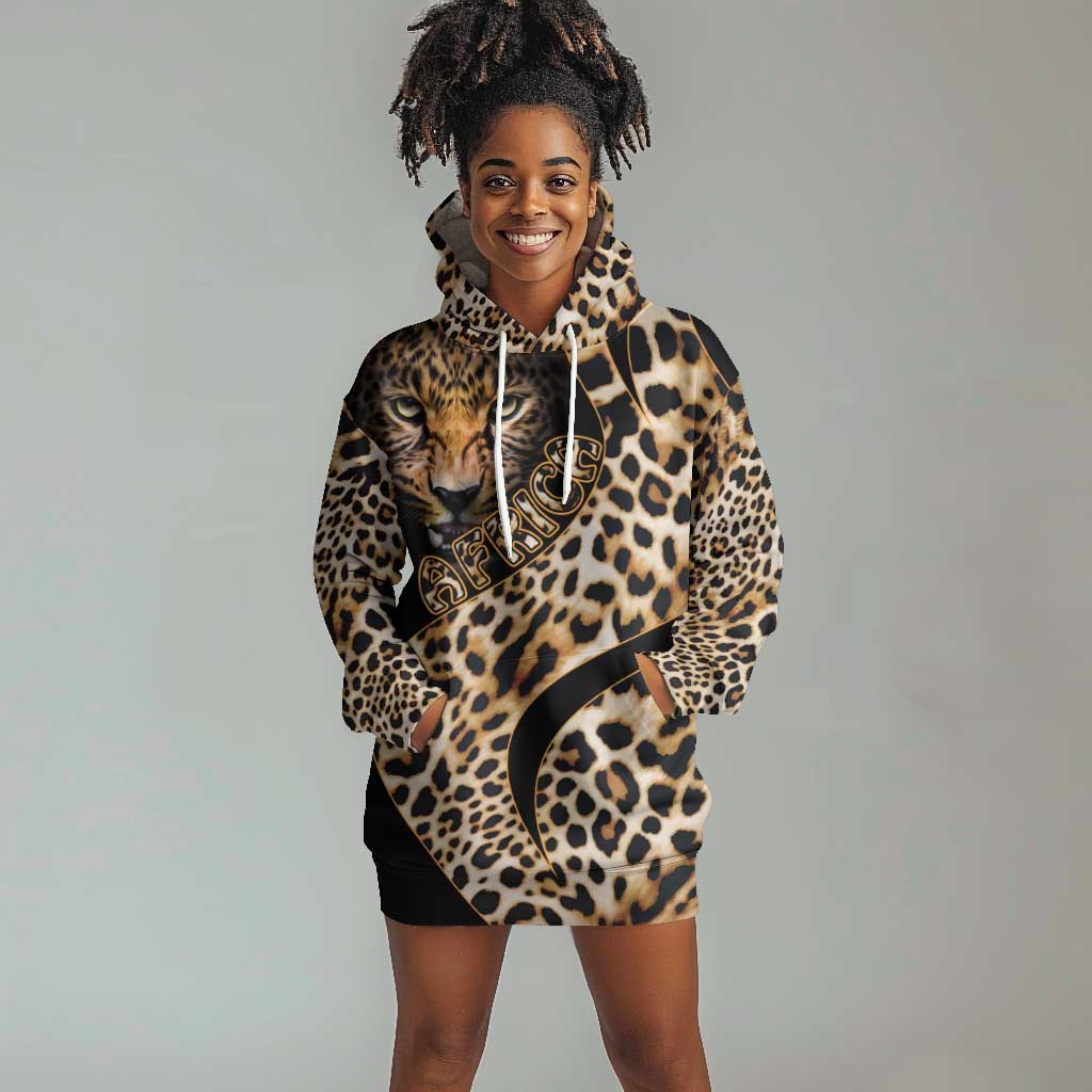 Afro Leopard Skin Pattern Hoodie Dress Version 01