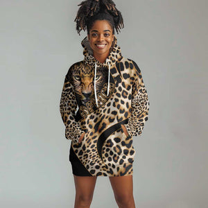 Afro Leopard Skin Pattern Hoodie Dress Version 01