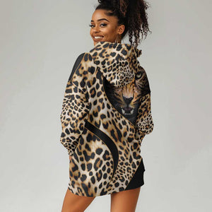 Afro Leopard Skin Pattern Hoodie Dress Version 01