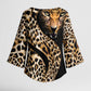 Africa Leopard Skin Pattern Kimono Sleeve Blouse Version 01