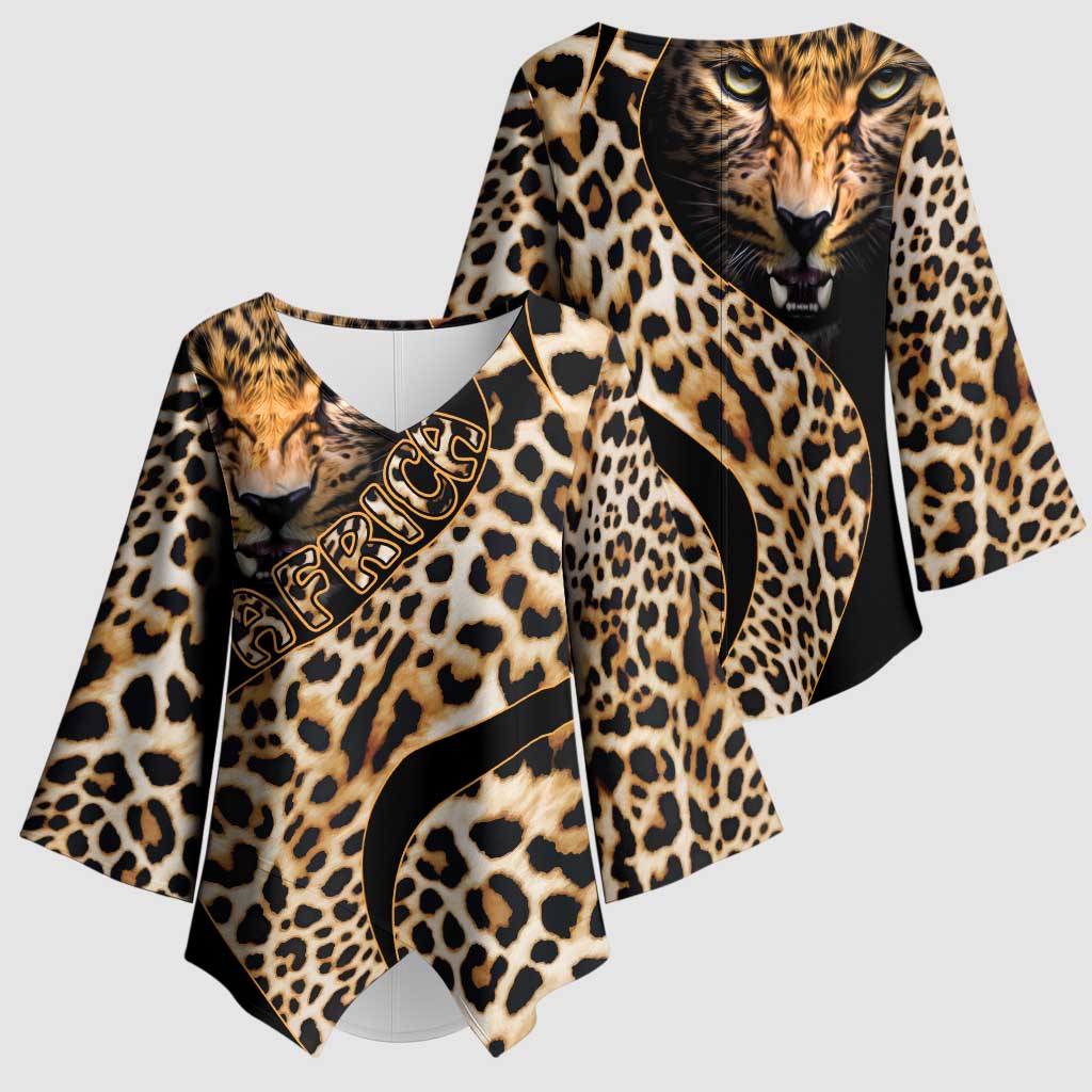 Africa Leopard Skin Pattern Kimono Sleeve Blouse Version 01