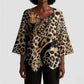 Africa Leopard Skin Pattern Kimono Sleeve Blouse Version 01