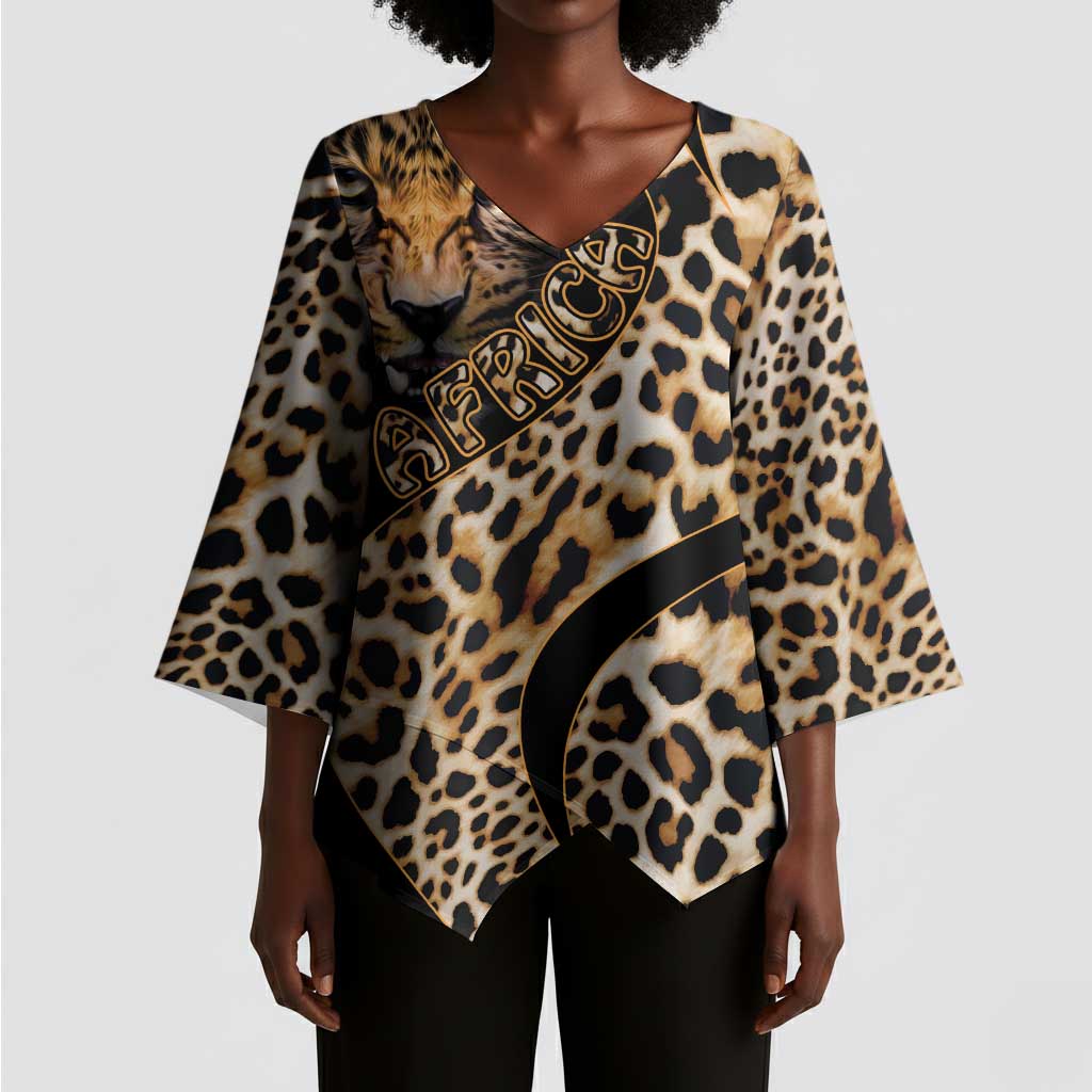 Africa Leopard Skin Pattern Kimono Sleeve Blouse Version 01
