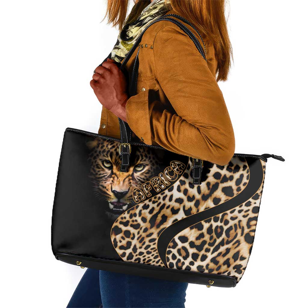 Afro Leopard Skin Pattern Leather Tote Bag Version 01