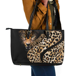 Afro Leopard Skin Pattern Leather Tote Bag Version 01