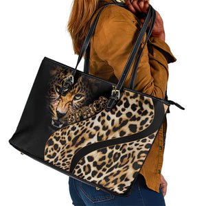 Afro Leopard Skin Pattern Leather Tote Bag Version 01